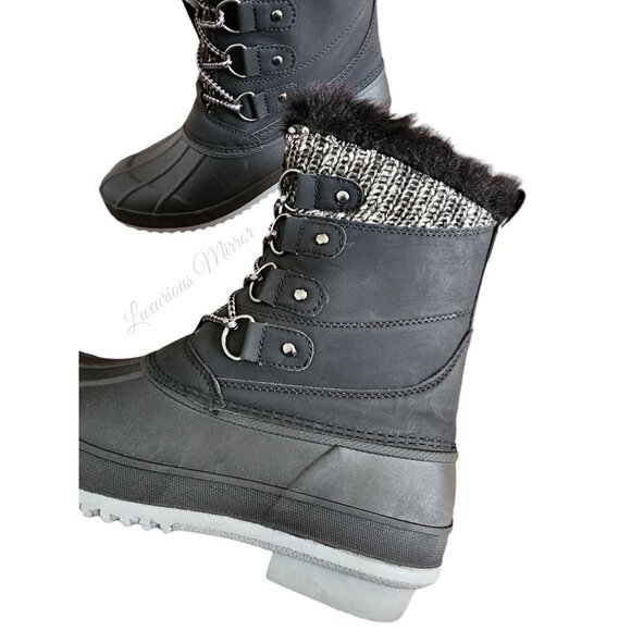 Khombu Kerigan Thermolite Cold Rated Waterproof Faux Fur Trim Lace Up Boots Sz 6 - Picture 6 of 12